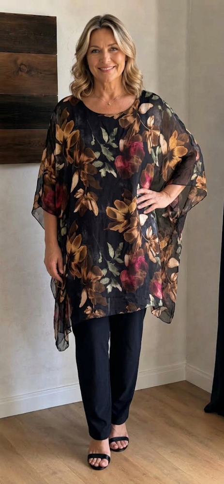 .Viskos/Silke Mönstrad svart
