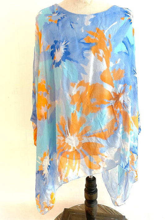 Silk 9075 turquoise/orange
