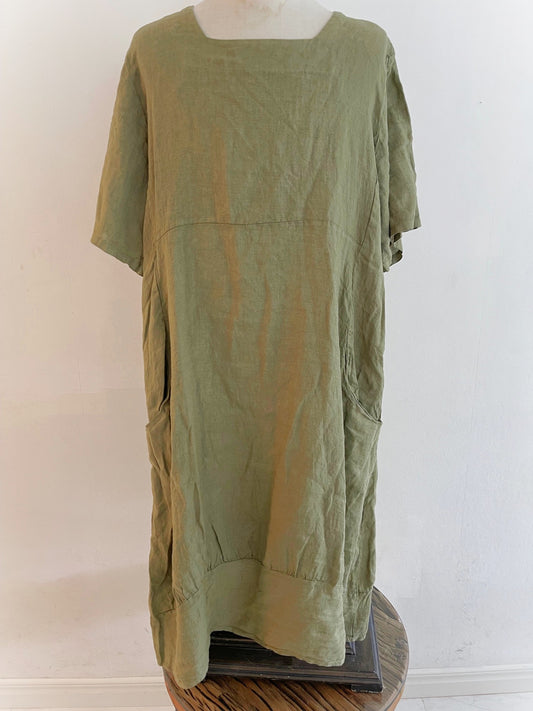 Linen 11757 kaki green