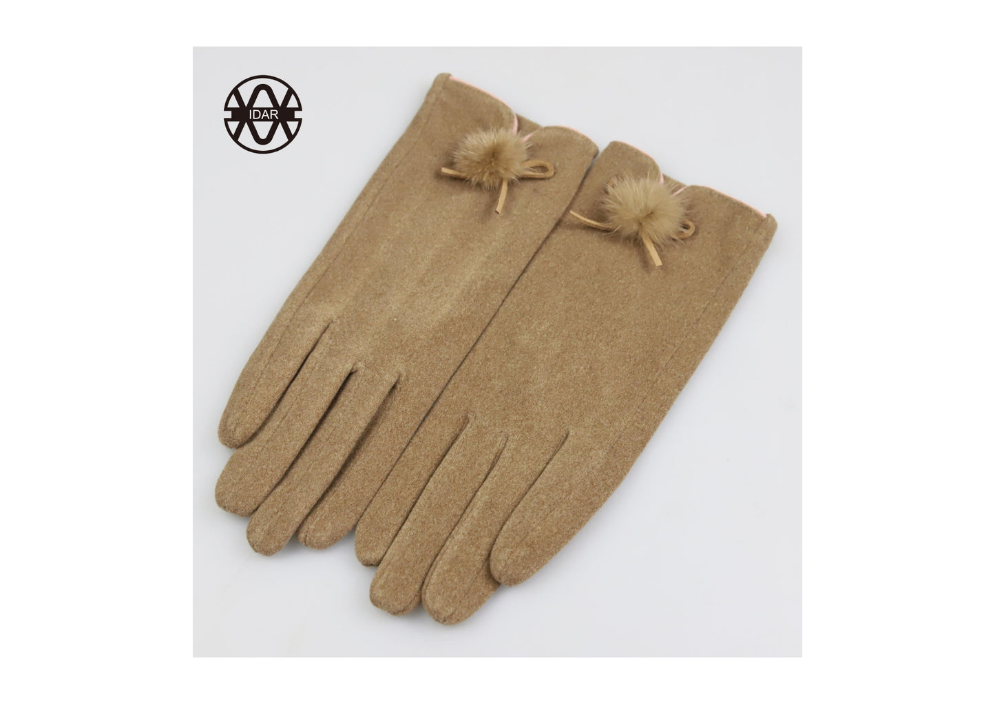 Handske 2 suede (mocka) with suede fur